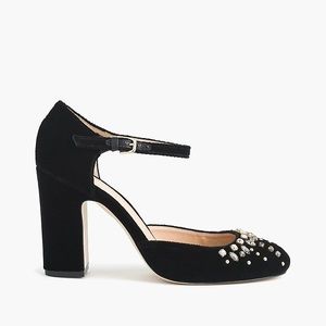 J. Crew Embellished Velvet Mary Jane Pumps